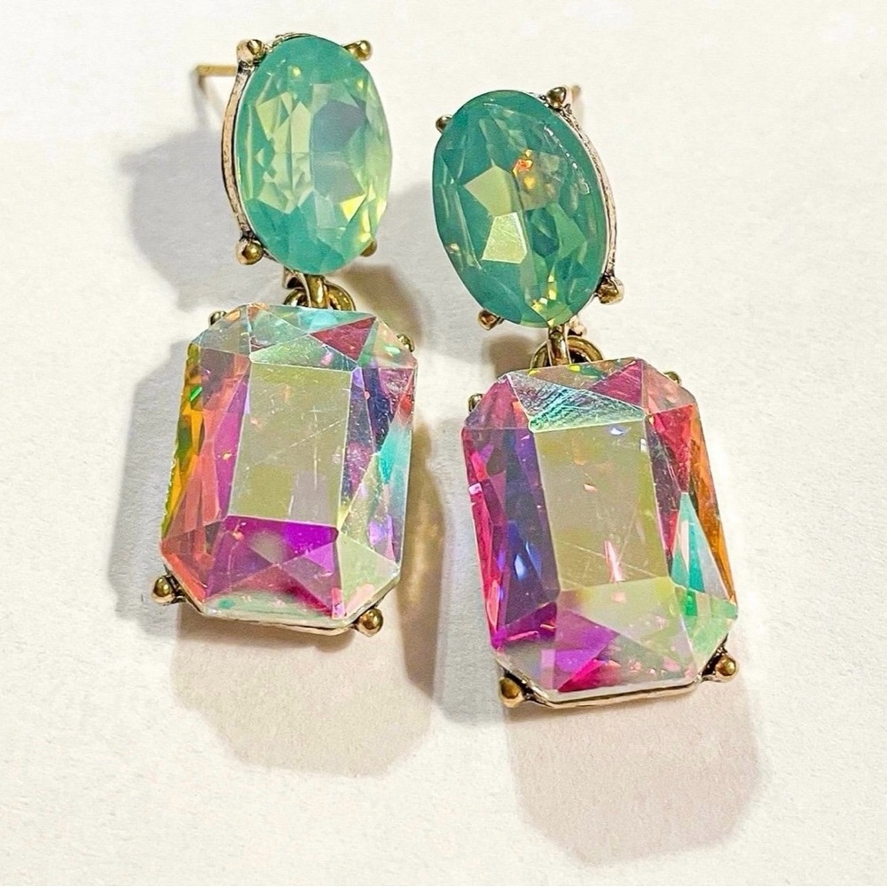Multicolored Rhinestone Crystal Dangle Earrings